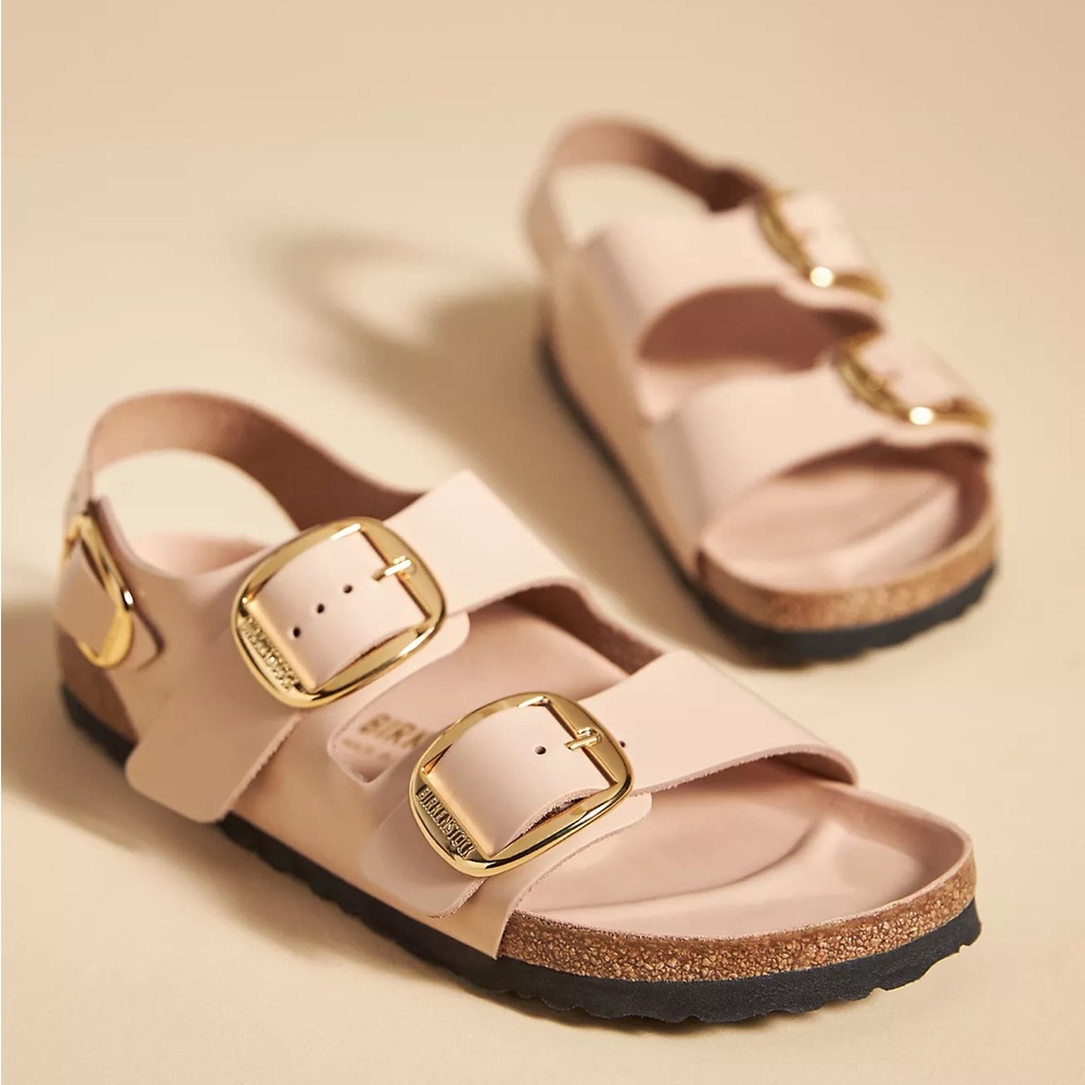 Birkenstock Nude Milano Big Buckle High Shine Sandals Size 41 Brand New